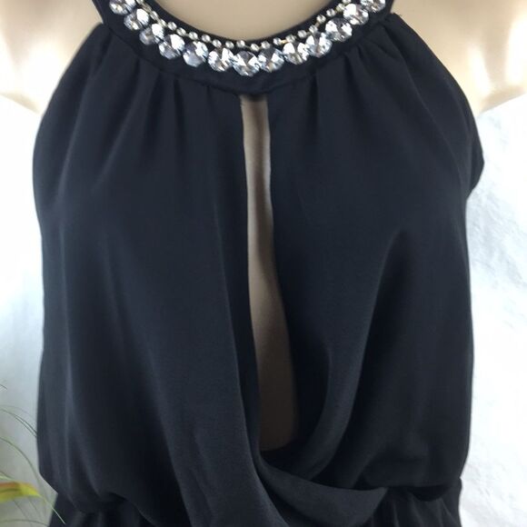 Papaya black Rhinestone Trim Embellished Sleeveless Top M - Picture 4 of 11